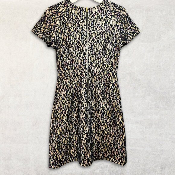Louche Black Lace Dress Metallic Gold Threading Size 8 - Picture 3 of 4